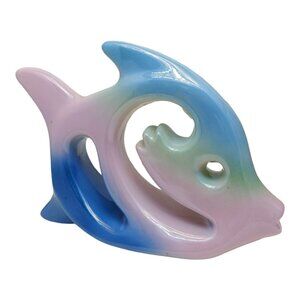 Harris Marcus Iridescent Rainbow Blue Fish Art Figurine "Endeavors" AC0430 1990